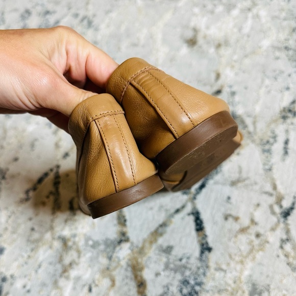 Arezzo women’s tan neutral color leather loafer with large gold buckle accent - Picture 10 of 13